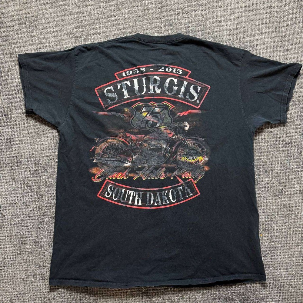 Gildan‎ Sturgis 75th Anniversary T-Shirt Mens XL Black 2015 Biker Graphic Tee
